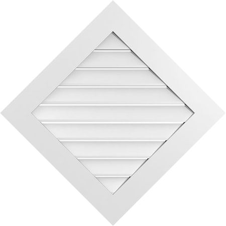 Ekena Millwork Diamond Surface Mount PVC Gable Vent: Non-Functional, w/ 3-1/2"W x 1"P Standard Frame, 34"W x 34"H GVPDI34X3401SN